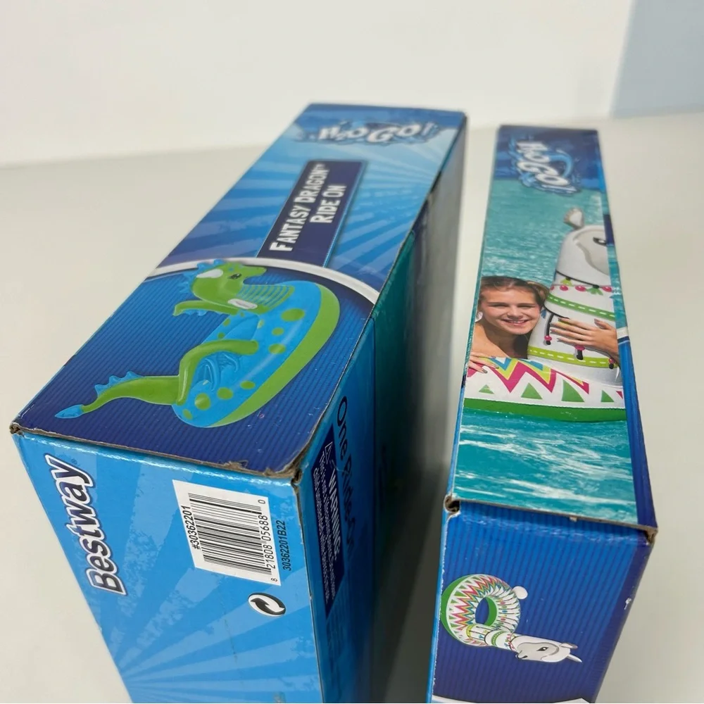 NIB – “2 Pool Floats” Bestway H2OGO! FANTASY DRAGON RIDE ON and ALPACA SWIM RING